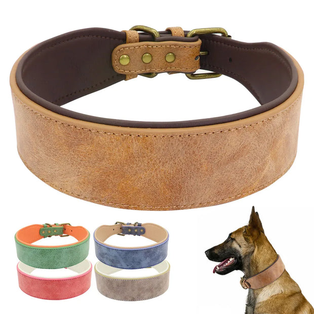 Wide Leather Dog Collar